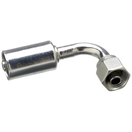 Gates Female SAE Tube O-Ring Nut Swivel, 90 degrees Bent Tube, Steel 733201305